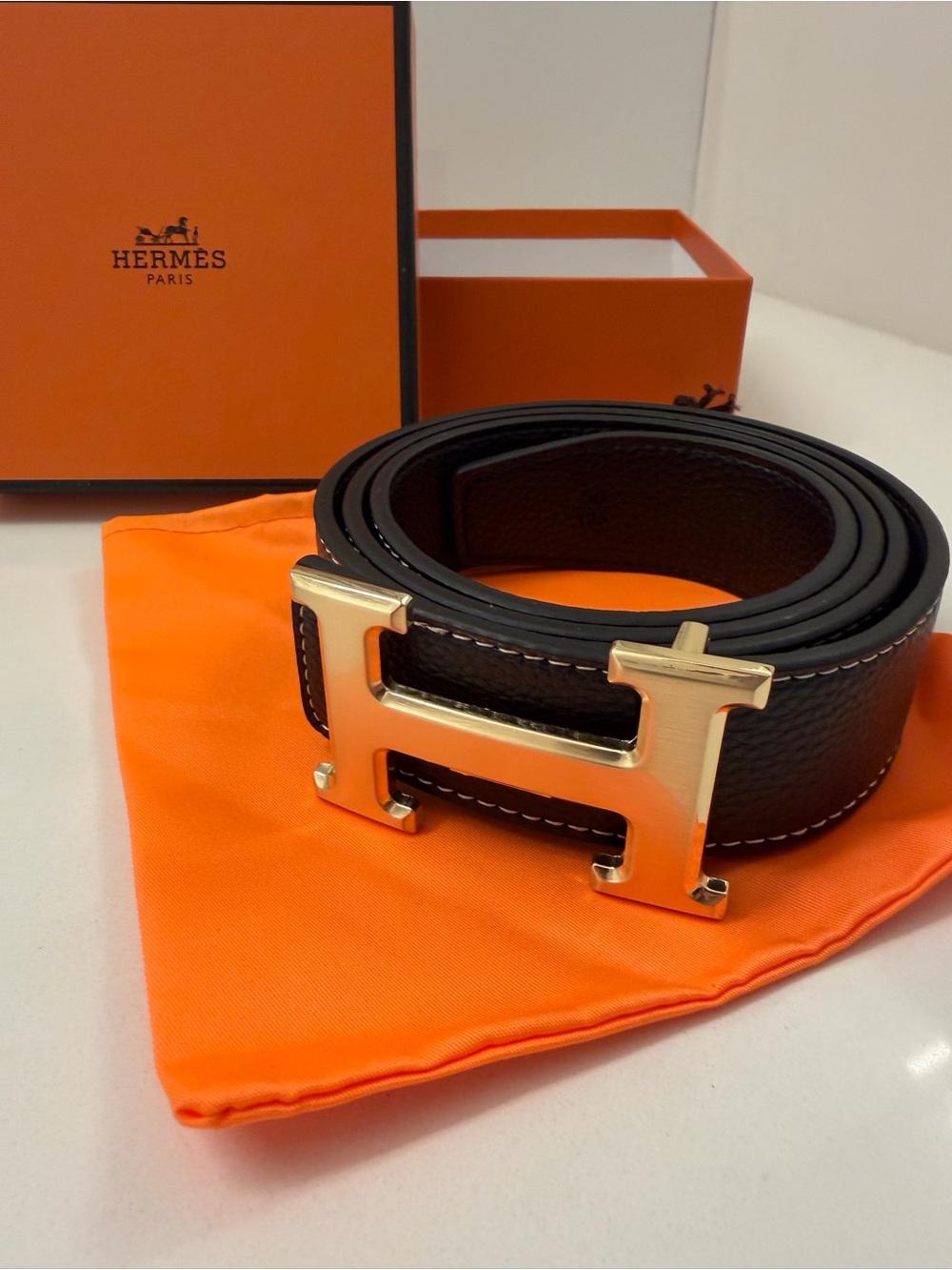 Hermès Reversible H Belt Size 36–42